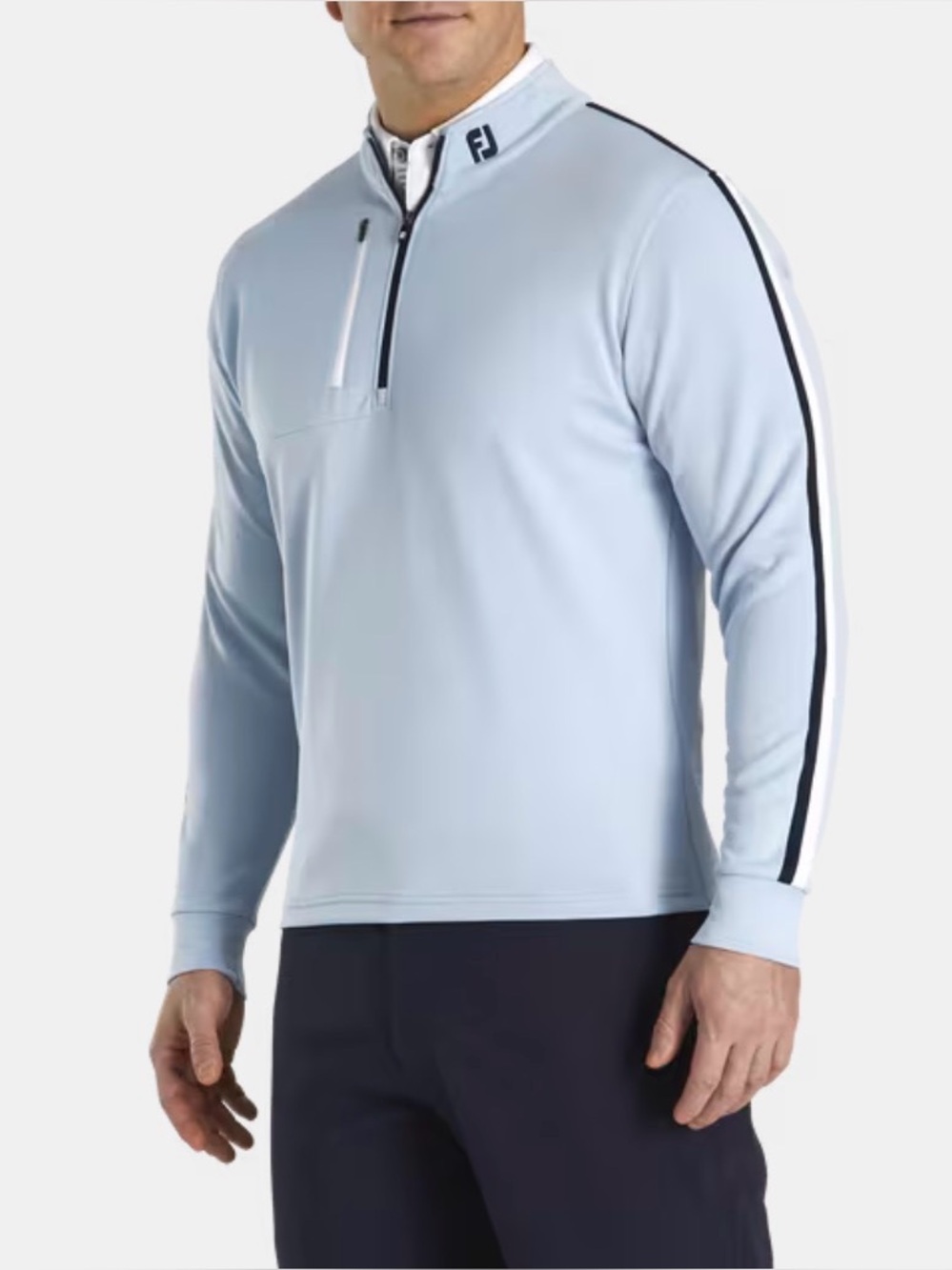 FootJoy FJ Tonal Heather Golf Mid Layer Mens L Sky Blue Pullover 1/4 Zip